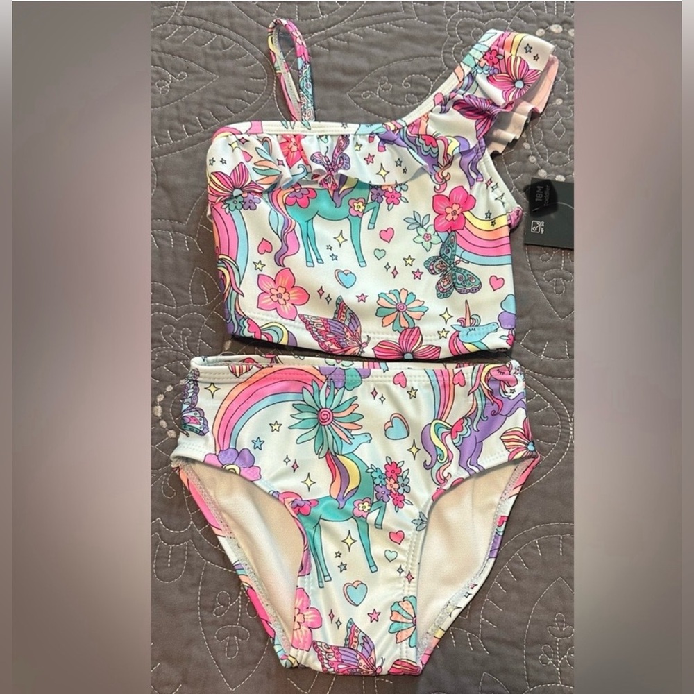 Okie Dokie Toddler Girls Magicorn Land 2 Piece Bikini NWT Size 4T